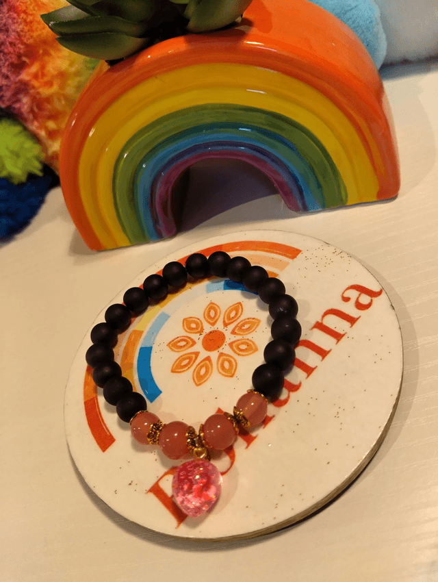 Handmade bracelet with glass Raspberry charms 