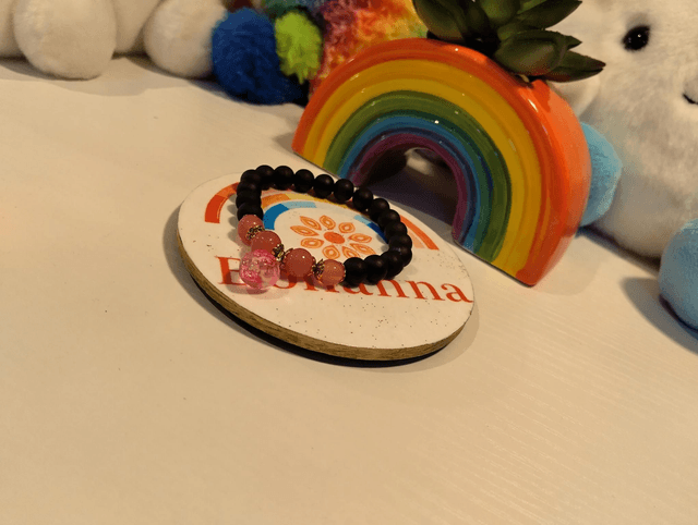 Handmade bracelet with glass Raspberry charms 