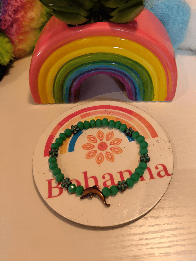 Handmade Green dolphin bracelet 