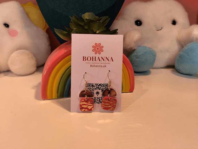 Handmade polymer clay boho style earrings with gold filled components 