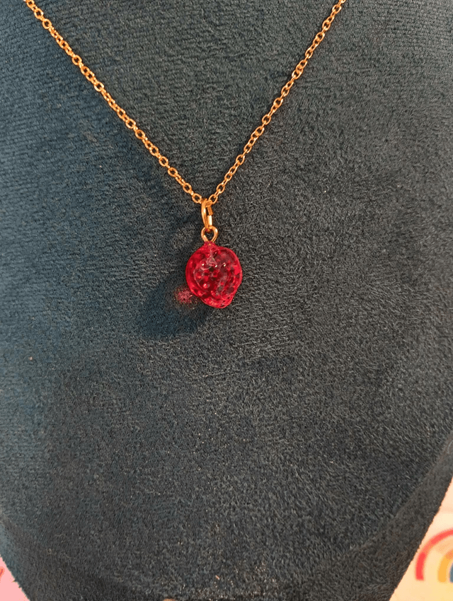 Handmade glass strawberry necklace 
