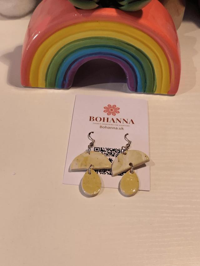 Handmade polymer clay Yellow  Drop Earrings 