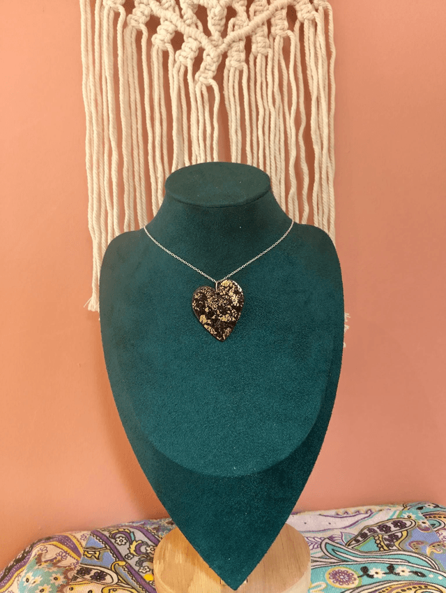 Handmade Gold and bronze - heart necklace 
