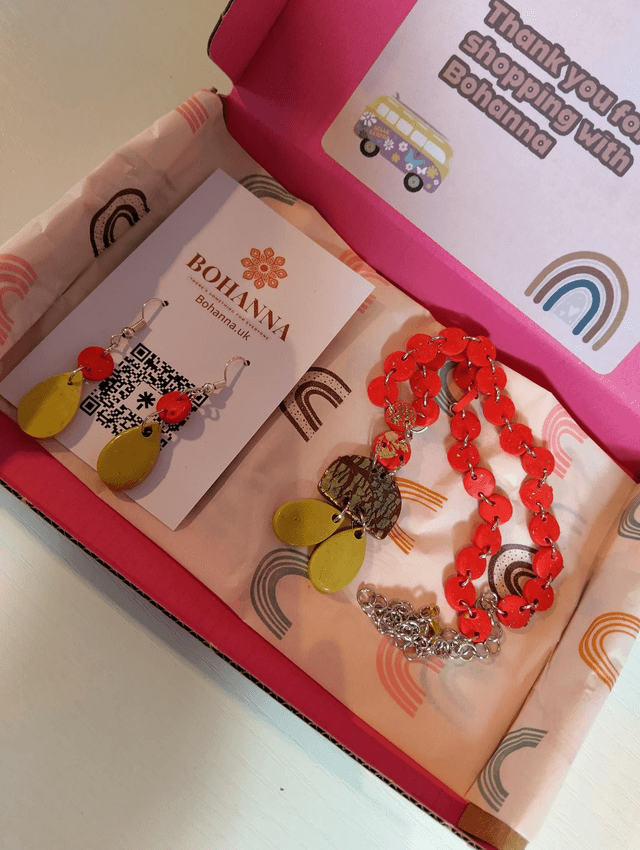 Handmade polymer clay earrings and necklace set - You are so special 