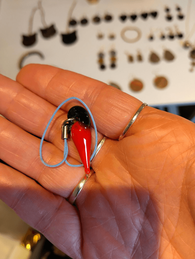Handmade glass chilli pepper hanging charm 