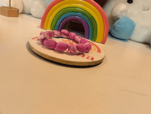 Handmade polymer clay beaded - Berry Swirl Bracelet