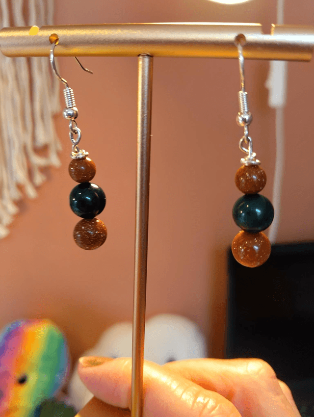 Handmade Amber Earth bracelet and earrings set 