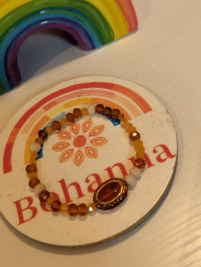 Handmade Amber Earth bracelet and earrings set 