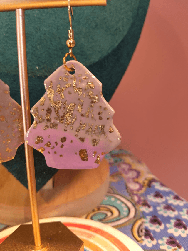 Handmade polymer clay Christmas tree earrings 