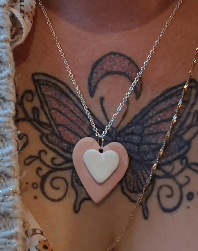 Blush Pink Heart Necklace | Handmade Polymer Clay Pendant on Sterling Silver Chain