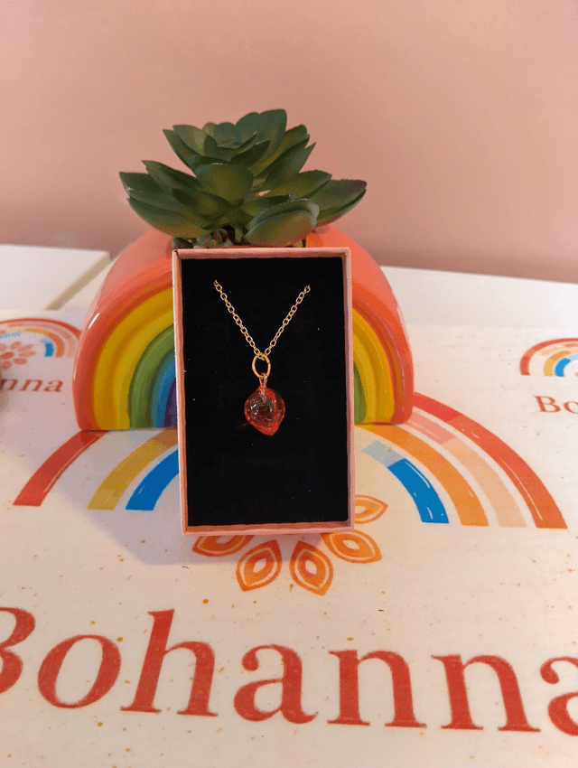 Handmade glass strawberry necklace 