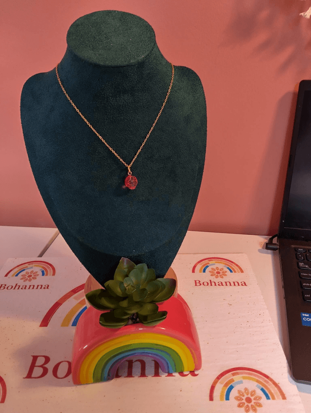 Handmade glass strawberry necklace 