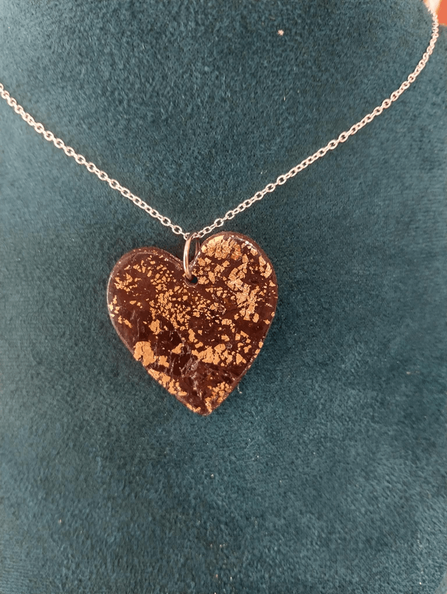 Handmade Gold and bronze - heart necklace 