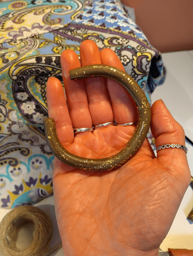 Handmade polymer clay bangle - taupe 