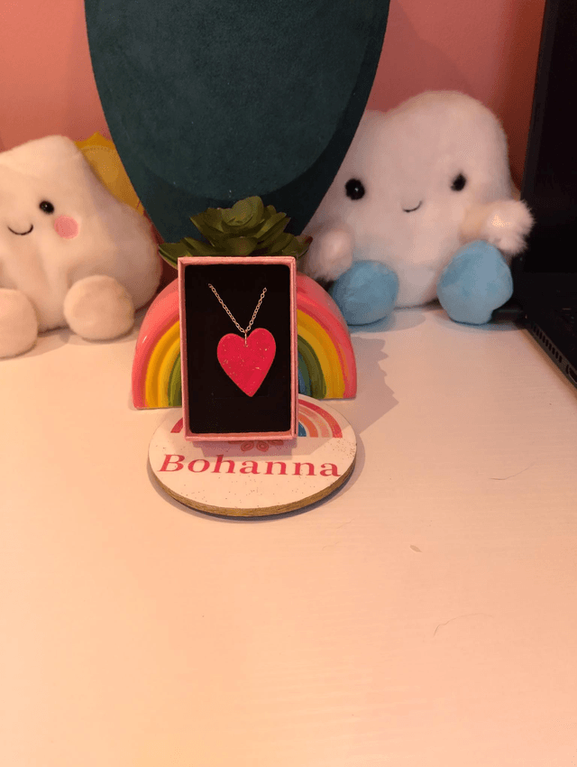 Handmade polymer clay Red heart necklace 