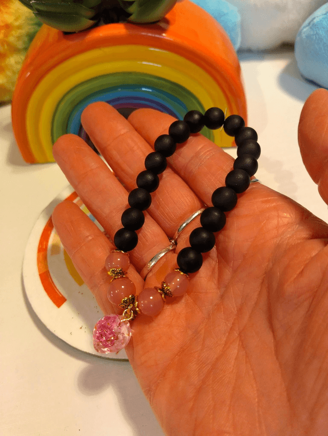 Handmade bracelet with glass Raspberry charms 