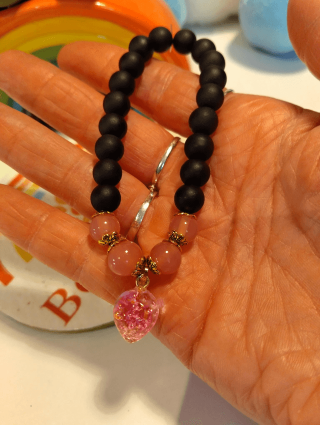 Handmade bracelet with glass Raspberry charms 