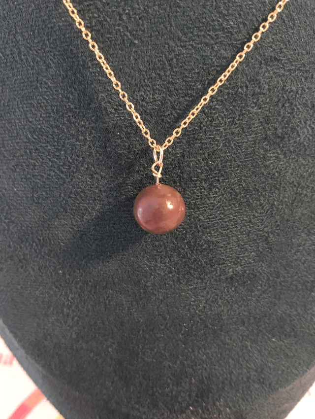 Chocolate Brown Polymer Clay Bead Necklace – Gold-Plated Chain