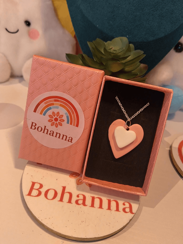 Blush Pink Heart Necklace | Handmade Polymer Clay Pendant on Sterling Silver Chain