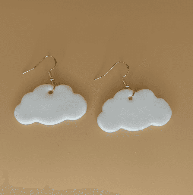 Handmade clay  earrings -  cloud
