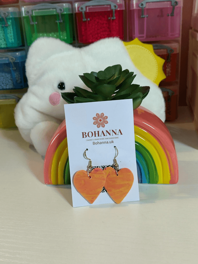 Handmade polymer clay earrings - orange or orange and pink