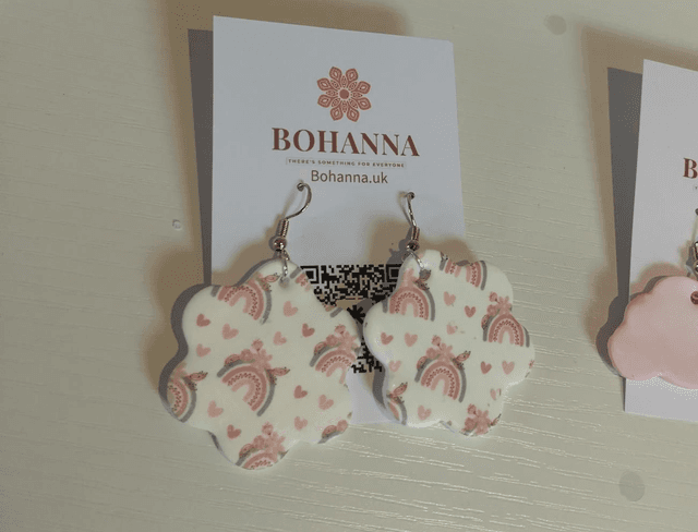 Handmade clay earrings - Floral rainbow 