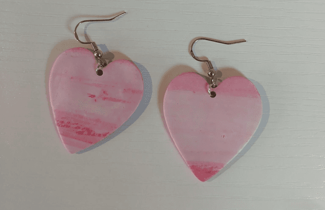 Handmade clay earrings - Pink heart