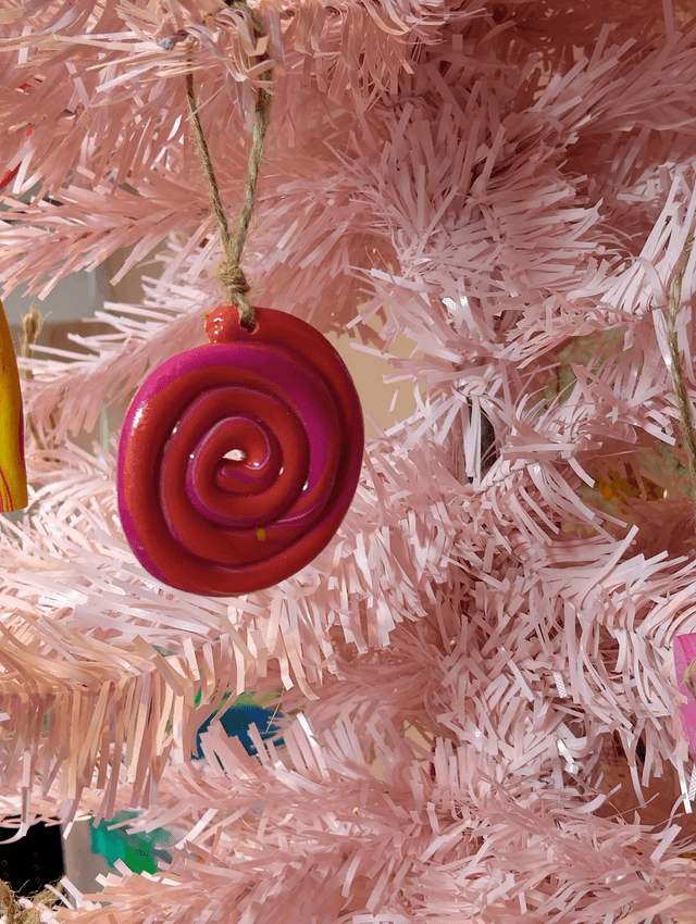 Handmade polymer clay - Candy swirl tree decoration 